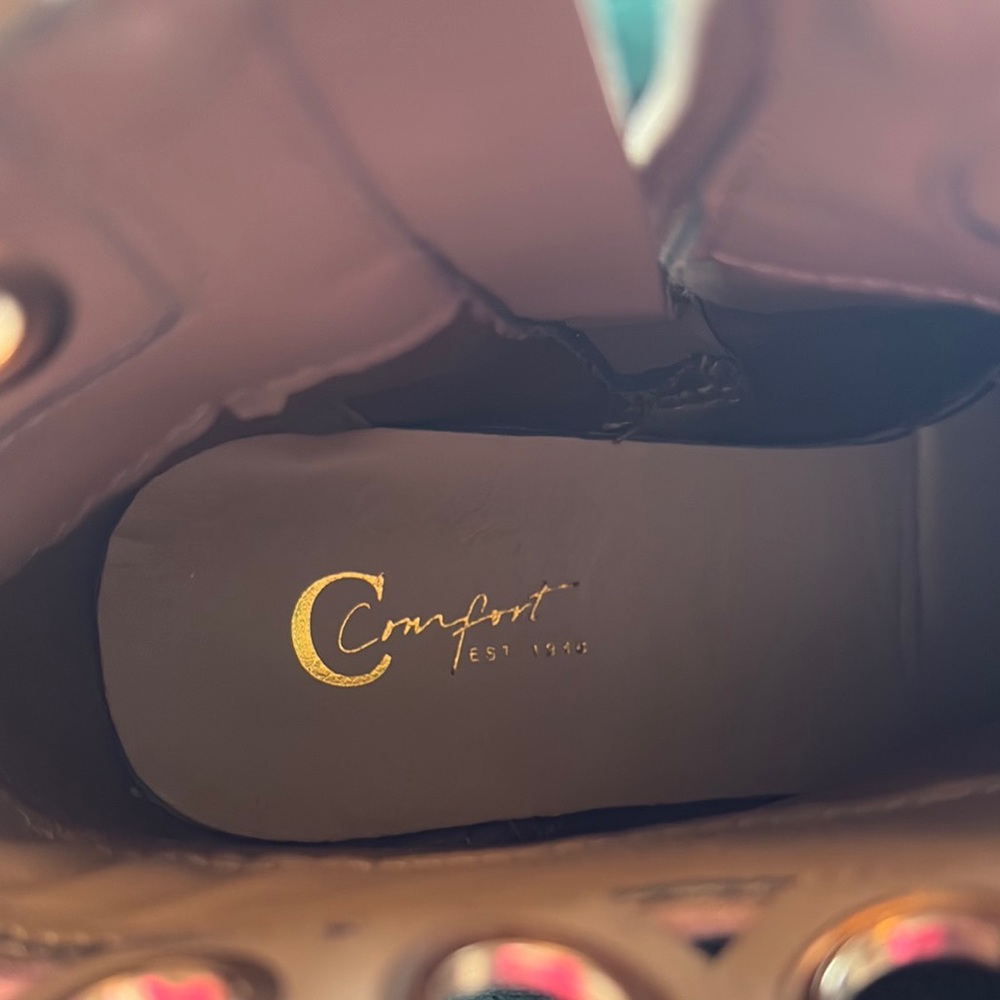 Cato Tan Ankle Boots with Pointed Toe and Decorative Studs - Picture 9 of 10
